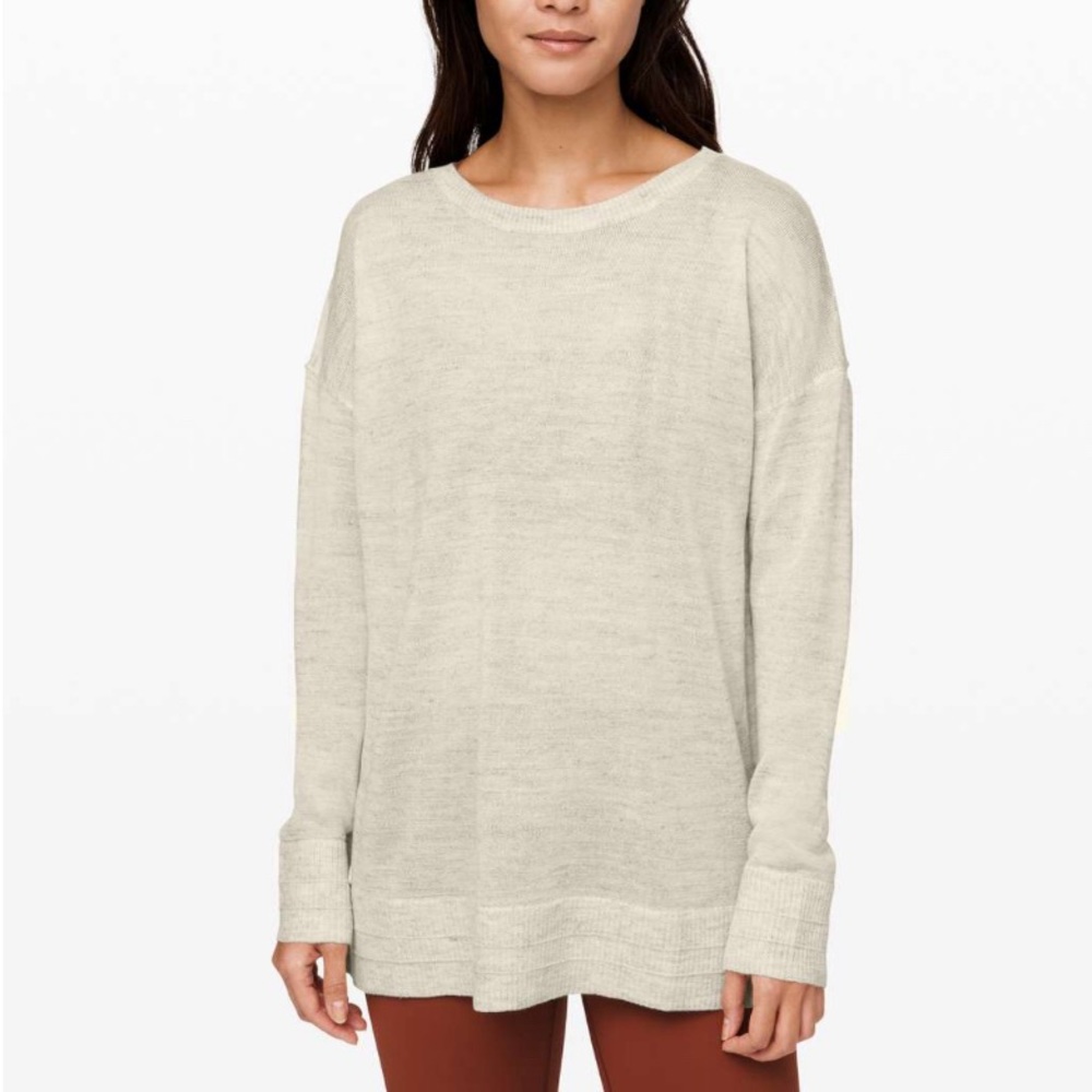 🍋Lululemon-Well Being Crew Sweater *Linen-
Heathered Muslin